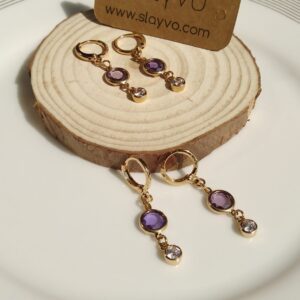 Xuping Purple Diamond Drop Earrings