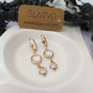 Xuping White Crystal Drop Earrings