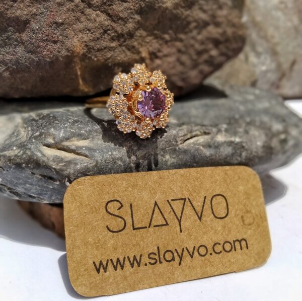 Royal Purple Zircon Flower Ring