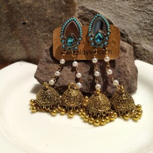 Afghan Style Dual Jhumki Earrings