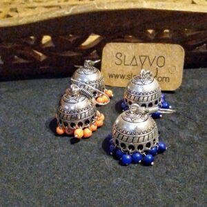 Indian Silver Carve Jhumkay (Classic Pattern)