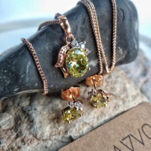 Classic Green Rose Zircon Set