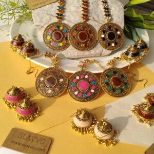 Multani Meena Tikka-Jhumkay Set (Gold)