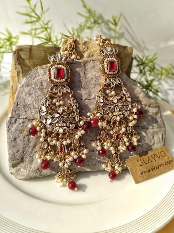 Jahan-Aara Pearl Kundan long Earrings