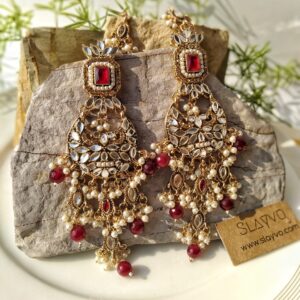 Jahan-Aara Pearl Kundan long Earrings