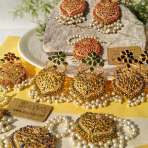 Indian Hand-Made Motiya -Kundan Tikka Set