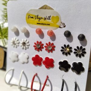 Red Floral Stud Card