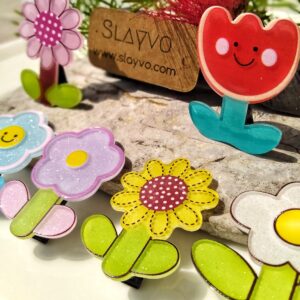 Glittery Resin Flower Hair Clips