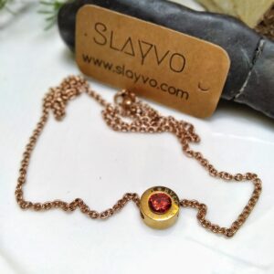 Korean SS Pendant Chain (Red Zircon)