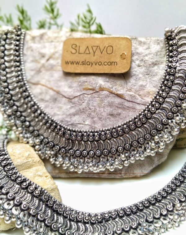 Indian Oxidized Gajra Choker - Image 3