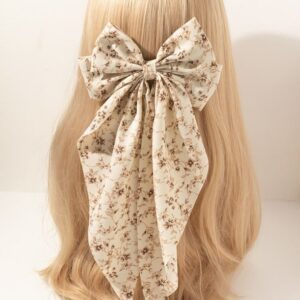 Flowery Silk Bow Hair Clips