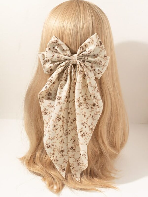 Flowery Silk Bow Hair Clips - Image 2