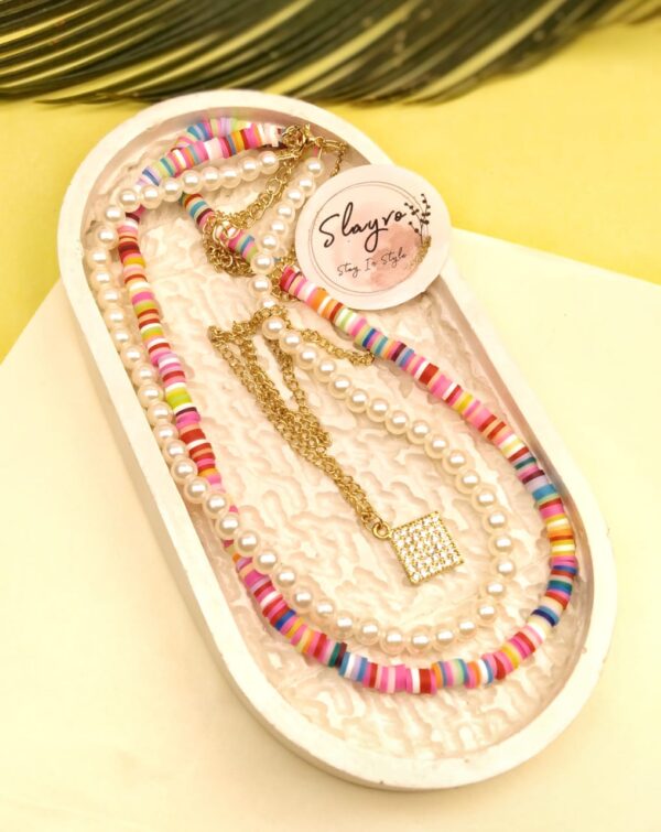 Elif Beaded Tri-layer Necklace - Image 3