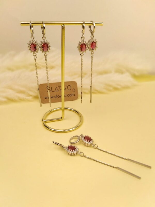 Premium Rose Zircon Xuping Drop Earrings - Image 3