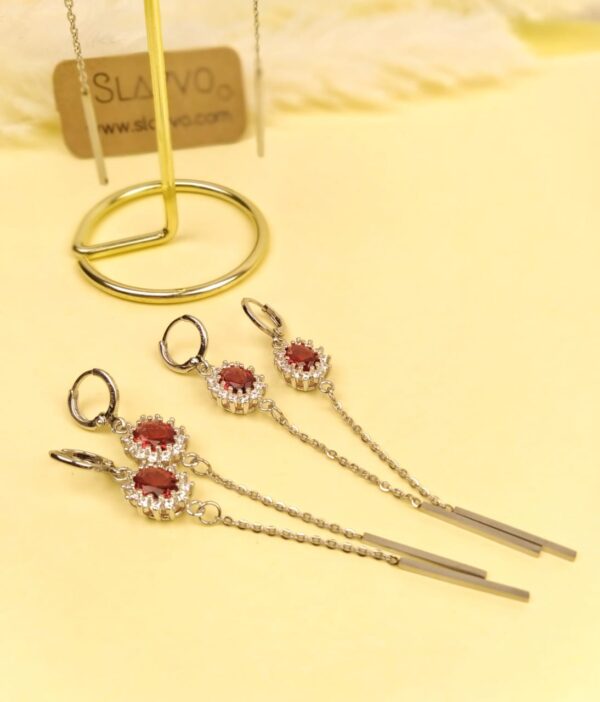 Premium Rose Zircon Xuping Drop Earrings - Image 2