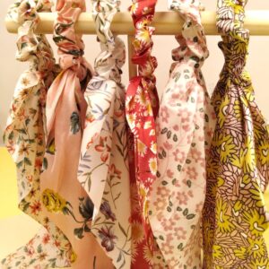 Silky Floral Hair Scrunchies with Ribbons