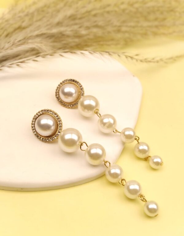 Classy Pearl Drop Earrings - Image 3