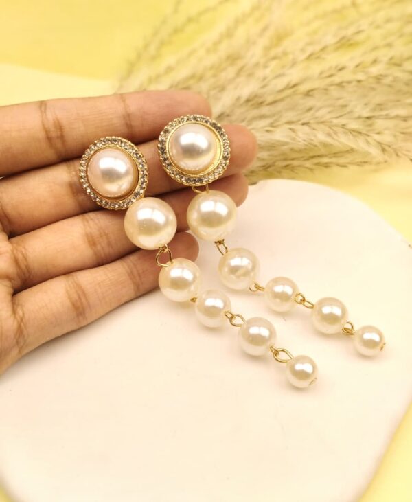 Classy Pearl Drop Earrings - Image 2