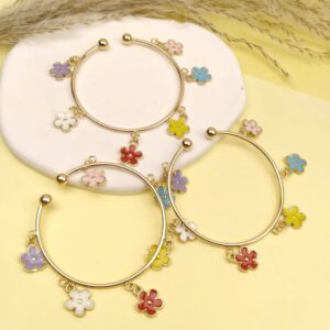 Metal Floral Drop Bangles (Rose)
