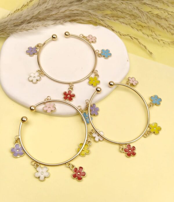 Metal Floral Drop Bangles (Rose)
