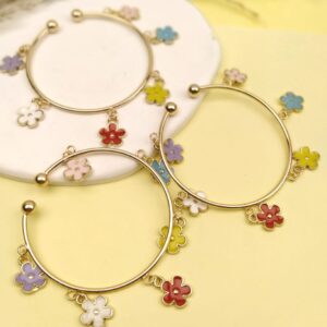 Metal Floral Drop Bangles (Rose)