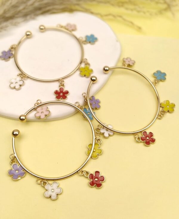 Metal Floral Drop Bangles (Rose) - Image 2