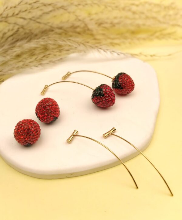 Trendy Strawberry Drop Earrings - Image 3