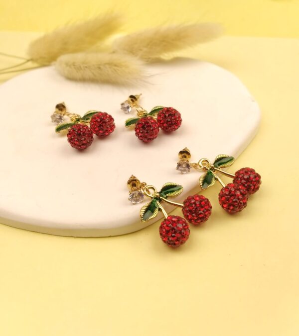 Zircon Cherry Drop Earrings - Image 2