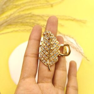 Metal Zircon Leafy Hair Claw