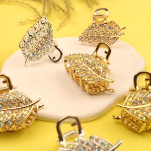 Metal Zircon Leafy Hair Claw