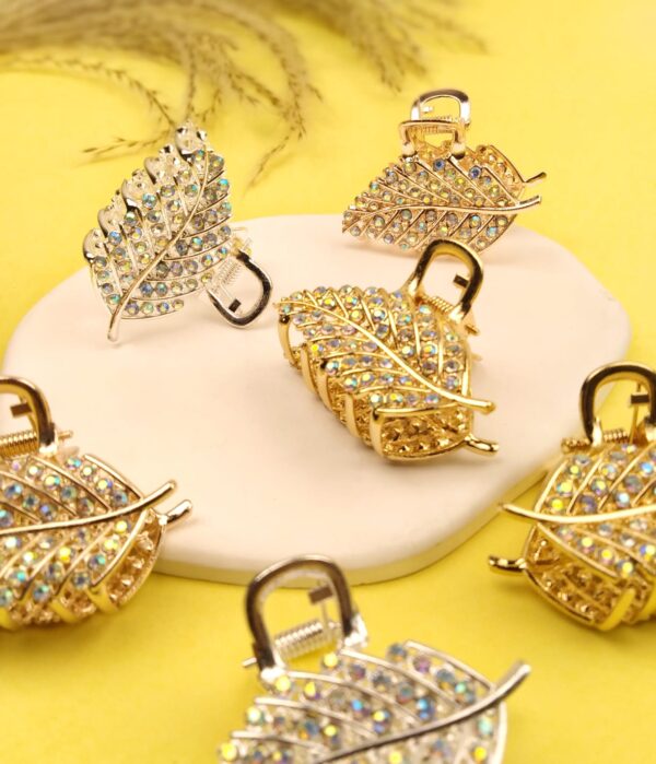 Metal Zircon Leafy Hair Claw