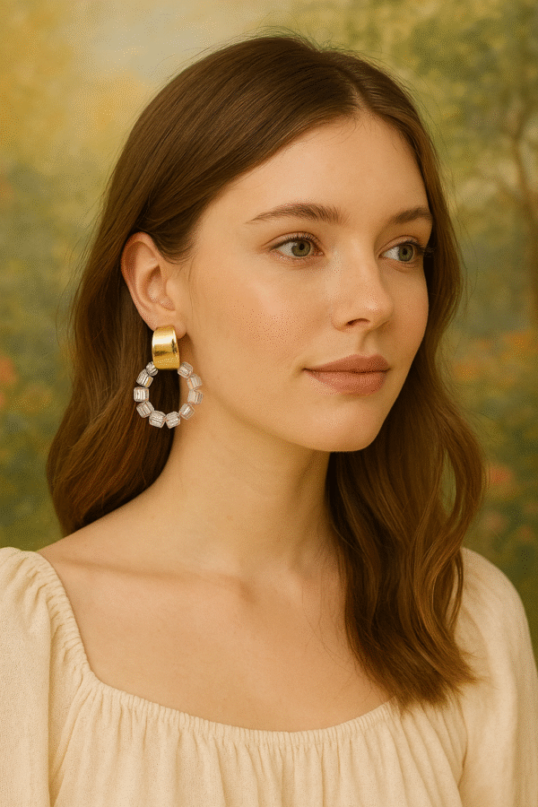 Crystal Moon Hoop Studs - Image 2