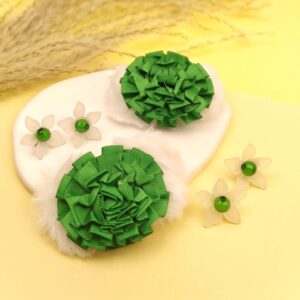 Green Ribbon Pin With Studs