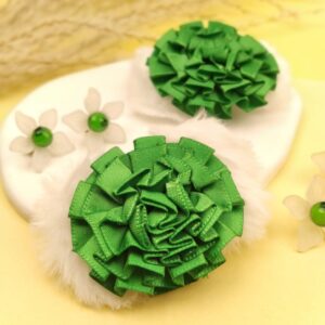 Green Ribbon Pin With Studs