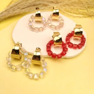Crystal Moon Hoop Studs