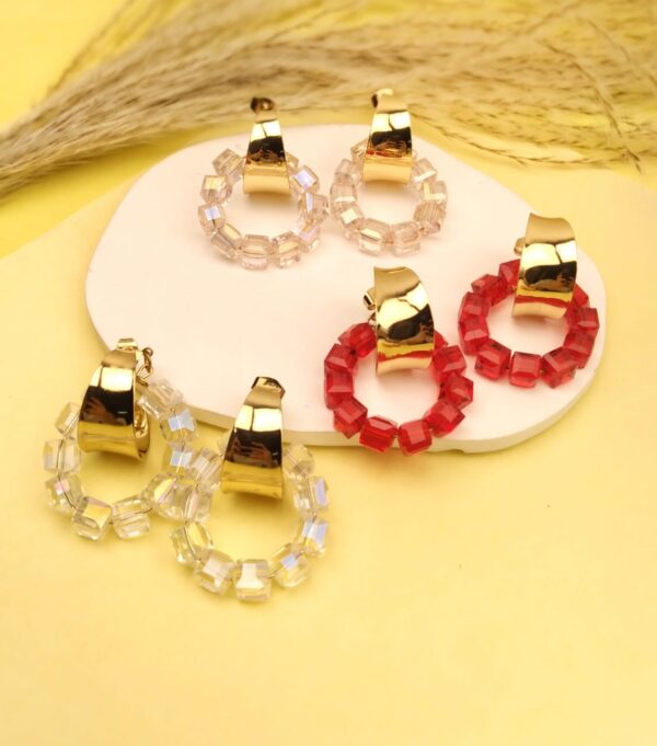 Crystal Moon Hoop Studs