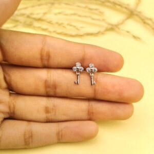Stamped Silver Zircon Earstuds