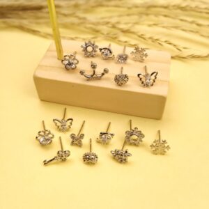 Stamped Silver Zircon Earstuds