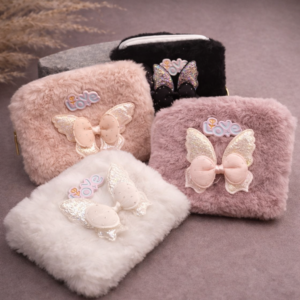 Furry Wallet Key Chain Bag