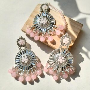 Bahaar Zircon Tikka Set (Pink)
