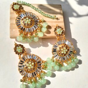 Baahar Matha Tikka Set (Sea-Green)