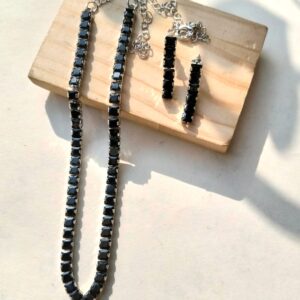 Oliva Zircon Necklace Set (Black)