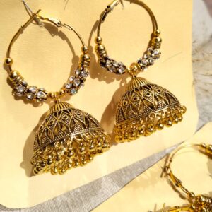 Mina Antique Metal Jhumkay