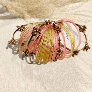 Kashmiri Raindrop Bangles (Lime & Peach)
