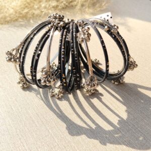 Kashmiri Raindrop Bangle Set (Black)