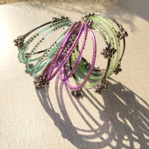 Kashmiri Raindrop Bangles (Multi with Silver)